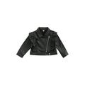 Sunisery Toddler Kids Girls PU Faux Leather Jacket Ruffle Long Sleeve Zipper Motorcycle Jackets Coat Fall Winter Outwear 2-7T