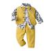 TAIAOJING Baby Outfit Toddler Boys Long Sleeve Floral Prints T Shirt Tops Vest Coat Pants Child Kids Gentleman Outfits 4-5 Years