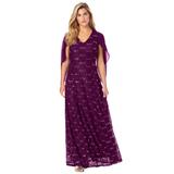 Plus Size Women's Sleeveless Lace Gown by Roaman's in Dark Berry (Size 44 W)