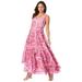 Plus Size Women's Georgette Flyaway Maxi Dress by Jessica London in Pink Burst Painted Scroll (Size 28 W)