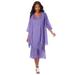 Plus Size Women's Scallop-Trim Chiffon 2-Piece Dress Set by Roaman's in Vintage Lavender (Size 34 W)