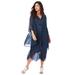 Plus Size Women's Scallop-Trim Chiffon 2-Piece Dress Set by Roaman's in Navy (Size 32 W)