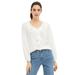 Plus Size Women's Knit Top With Ruffled V-Neck by ellos in White (Size 34/36)