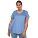 Plus Size Women's Scoop Neck Short Sleeve Tee by ellos in French Blue (Size 18/20)