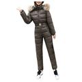 SZXZYGS Ski Suits Women Solid Casual Thick Hot Snowboard Skisuit Outdoor Sports Zipper -Padded Jumpsuit Hooded Ski Suit