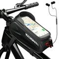 Bike Phone Front Frame Bag Waterproof Bicycle Phone Mount Top Tube Cycling Frame Bag Bike Phone Holder Bag Bike Accessories Bag with TPU Touch Screen Sun Visor Fit 7inch