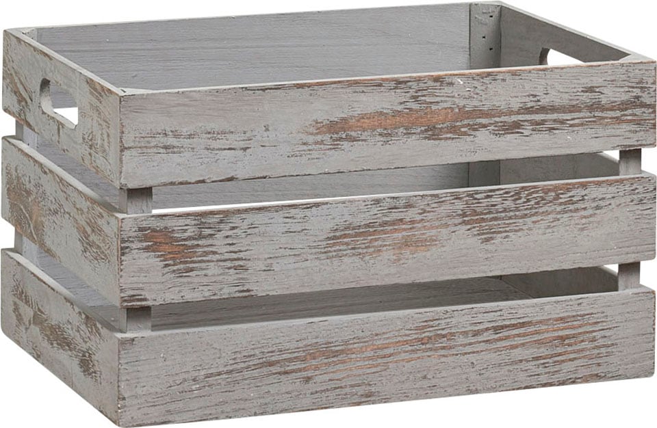 Holzkiste ZELLER PRESENT "Vintage", grau, B:35cm H:20cm T:25cm, Paulownie, Aufbewahrungsboxen, Tiefe: ca. 25 cm, Breite: ca. 35 cm