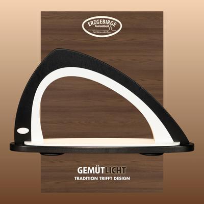 LED Schwibbogen WEIGLA "SCHWARZ-WEIẞ, Lichterbogen asymmetrisch zum Dekorieren aus Holz", schwarz-weiß (weiß, schwarz), B:52,00cm H:29,70cm T:9,00cm, Holz, Schwibbögen, Erzgebirge garantiert, Deko für Weihnachten und das ganze Jahr Image