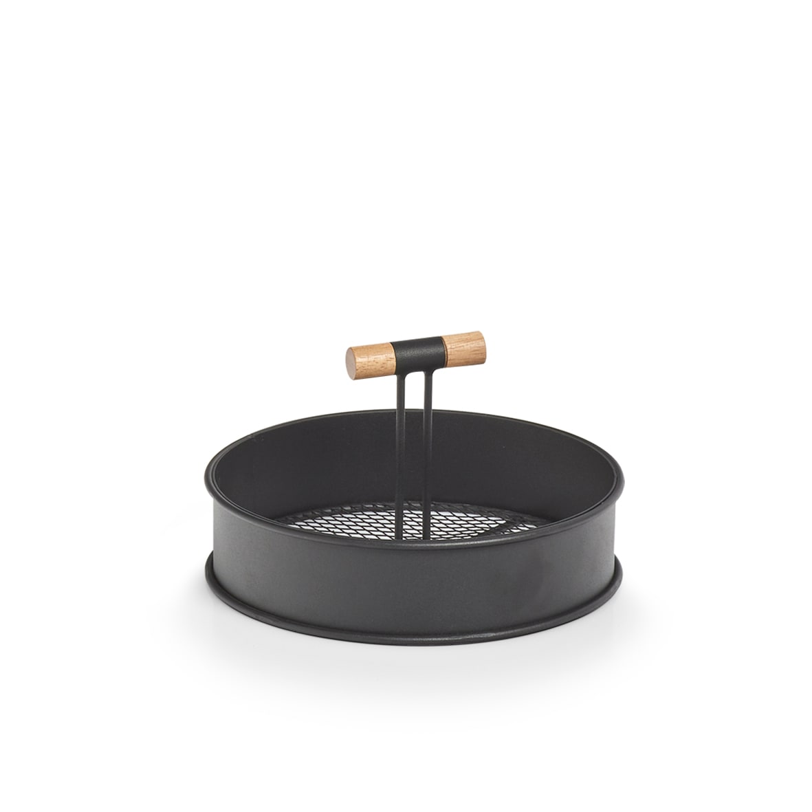 Tablett ZELLER PRESENT, schwarz, H:11,6cm Ø:20cm, Holz, Metall, Tabletts, Ø 20 cm Image