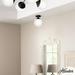 Hunter Hepburn Matte Black with Cased White Glass 1 Light Flush Mount Ceiling Light Fixture