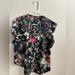 Anthropologie Tops | Anthropologie By Ranna Gill Black Blouse With Floral Detail, Size Xs | Color: Black/Pink | Size: Xs
