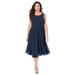 Plus Size Women's Georgette Fit-And-Flare Dress by Roaman's in Navy (Size 26 W)