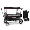 WONDERFOLD X2 2 Passenger Push Pull Twin Double Stroller Wagon with Adjustable Handle Bar, Removable Canopy, Safety Seats with 5-Point Harness (Black)