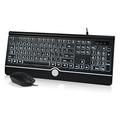 Wired Keyboard and Mouse Combo - Large Print Backlit Keyboard, Kopjippom USB Silent Wired Backlit Keyboard and Optical Mouse for Windows, PC, Laptop - Easy to See, USB Play and Plug