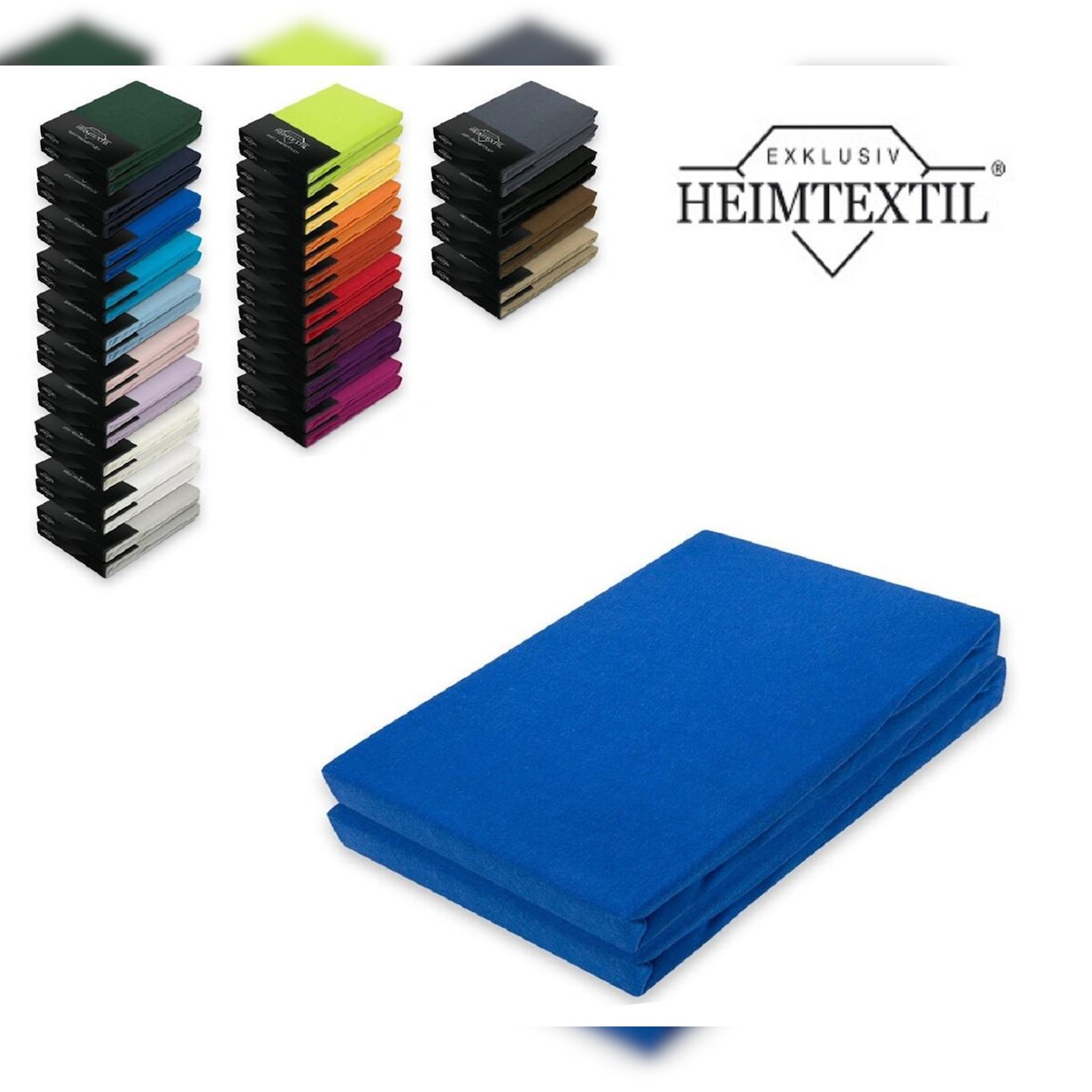 EXKLUSIV HEIMTEXTIL Doppelpack Jersey Spannbettlaken Premium Royalblau 120 x 200 cm Image