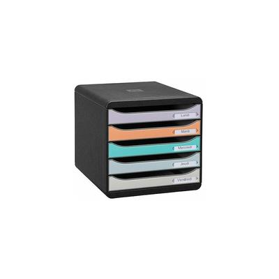 Exacompta - Module de classement Big Box Plus Arlequin pastel 5 tiroirs multicolores - noir/