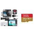 Exprotrek Action Cam,4K 30fps Ultra HD, 30m 100Fuß wasserdichte Unterwasserkamera, 2 Akku und Helmzubehör-Kit & SanDisk Extreme microSDXC UHS-I Speicherkarte 64 GB + Adapter