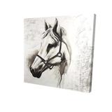 Flicka The White Horse - 12X12 Print On Canvas in Black Begin Edition International Inc | 12 H x 12 W x 1.5 D in | Wayfair 2080-1212-AN70
