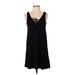 Pull&Bear Casual Dress - Mini Plunge Sleeveless: Black Print Dresses - Women's Size Small