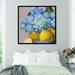 Oliver Gal Hydrangeas & Lemons Day - Picture Frame Graphic Art Paper in Blue/Gray/Yellow | 42 H x 42 W x 0.8 D in | Wayfair 47109_40x40_PAPER_FLAT