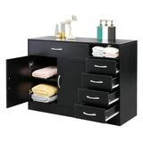 Zimtown Black Barber Station Makeup Hair Beauty Salon Storage Cabinet Sideboard Buffet Cupboard for Kitchen Bathroom Home Office