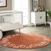 nuLOOM Kids Washable Round Alphabet Area Rug 4 Rust