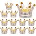 Glassseam Glass Votive Candle Holder Set of 12 Crown Tealight Candle Holders with Gold Tips for Home Wedding Decor