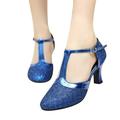 Foraging dimple Women s Ballroom Tango Latin Dancing Shoes Sequins Shoes Social Dance Shoe Blue