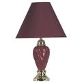 NEW Modern Polished Brass Burgundy Ceramic Body Base Color Matched Fabric Shade Socket Switch 24 Table Lamp 6116