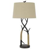 32 Inch Metal Tree Branch Base Table Lamp Dimmer Black- Saltoro Sherpi