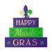 The Holiday Aisle® 11.75"L Lighted Mardi Gras Wooden Fleur-De-Lis Block Table Sign Wood in Brown | 12 H x 11.75 W x 1.75 D in | Wayfair