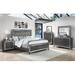 Canora Grey Hatty Gray LED Upholstered Panel Bedroom Set Special 5 Bed Dresser Mirror Nightstand Chest Upholstered in Brown/Gray | Wayfair