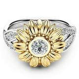 Kayannuo Gifts For Women Back to School Clearance Exquisite Women s Two Tone Silver Floral Ring Round Diamond Gold Sunflower Jewel Christmas Gifts