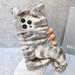Dteck iPhone 11 Case 6.1-inch Cute Girly Soft Warm Faux Fur with Tiger Tail Protective Shockproof Case for Girls Women Cover for Apple iPhone 11 Gray