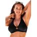 Plus Size Women's Loop Strap Underwire Halter Bikini Top by Swimsuits For All in Black (Size 4)