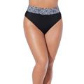 Plus Size Women's High Waist Cheeky Shirred Brief by Swimsuits For All in Black White Abstract (Size 18)