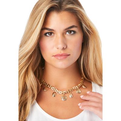 Women's Hammered Chain Earring & Necklace Set by Accessories For All in Gold