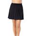Plus Size Women's Lightweight Quick-Dry Pleated Swim Skort by Swimsuits For All in Black (Size 8)