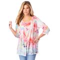 Plus Size Women's Printed 2-Piece Tank and Jacket Set by Roaman's in Multi Floral Print (Size 26/28)