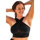 Plus Size Women's Longline High Neck Bikini Top by Swimsuits For All in Black (Size 16)