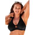 Plus Size Women's Loop Strap Underwire Halter Bikini Top by Swimsuits For All in Black (Size 10)