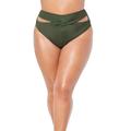 Plus Size Women's Loop Cut Out High Leg Bikini Brief by Swimsuits For All in Military (Size 22)