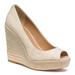 Coach Shoes | Coach Milan Beige Linen Peep Toe Espadrille Wedges | Color: Cream | Size: 9.5