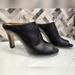 Michael Kors Shoes | Michael Kors Shaw Mule Black Leather Heels Size 7.5 Mint Condition | Color: Black/Silver | Size: 7
