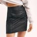Free People Skirts | Free People Rumi Ruched Black Shimmery Mini Faux Leather Skirt | Color: Black | Size: S
