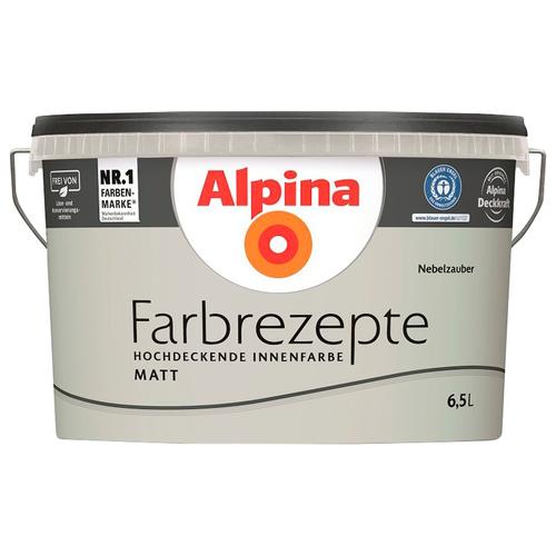 „ALPINA Wand- und Deckenfarbe „“Farbrezepte Nebelzauber““ Farben Warmes Grau, matt, 6,5 Liter Gr. 6,5 l 6500 ml, grau (warmes grau) Wandfarbe bunt“