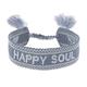 Engelsrufer Damen Armband aus Polyester und Baumwolle in grau weiß mit HAPPY SOUL Stickerei - Kordelverschluss - größenverstellbar