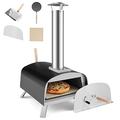 TANGZON 12”/13” Outdoor Pizza Oven, Multi-Fuel Stainless Steel Pizza Maker with Foldable Legs, Built-in Thermometer, Pizza Peel & Pizza Stone, Portable Tabletop Pizza Grill (13”)