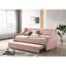 Lianna Upholstered Twin Daybed with Twin Trundle, Button-tufted and Sloped Armrest, Fog Fabric