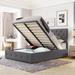 Full Size Hydraulic Storage System Platform Bed with Tufted Upholstery, 77.9''L*58.8''W*48.6''H, 82LBS